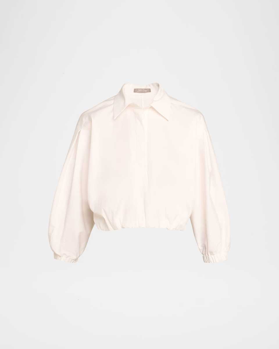 Cropped Elastic Button Down Blouse